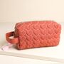 Rust Linen Heart Embroidered Makeup Bag, thumbnail 1 of 3