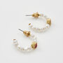 Gold Love Heart Pearl Hoop Earrings, thumbnail 3 of 7
