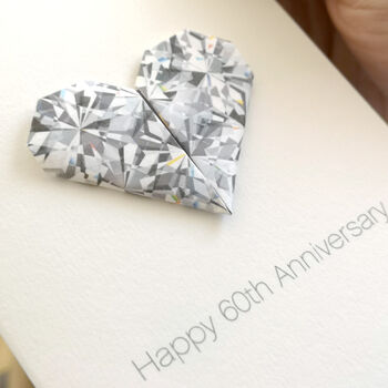 Personalised 60th Diamond Anniversary Origami Heart Card, 5 of 7