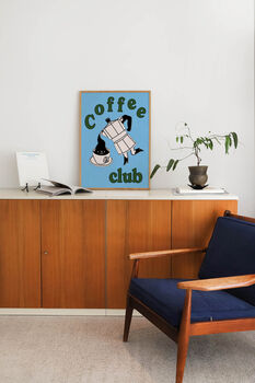 Coffee Club Print In Blue, 2 of 3