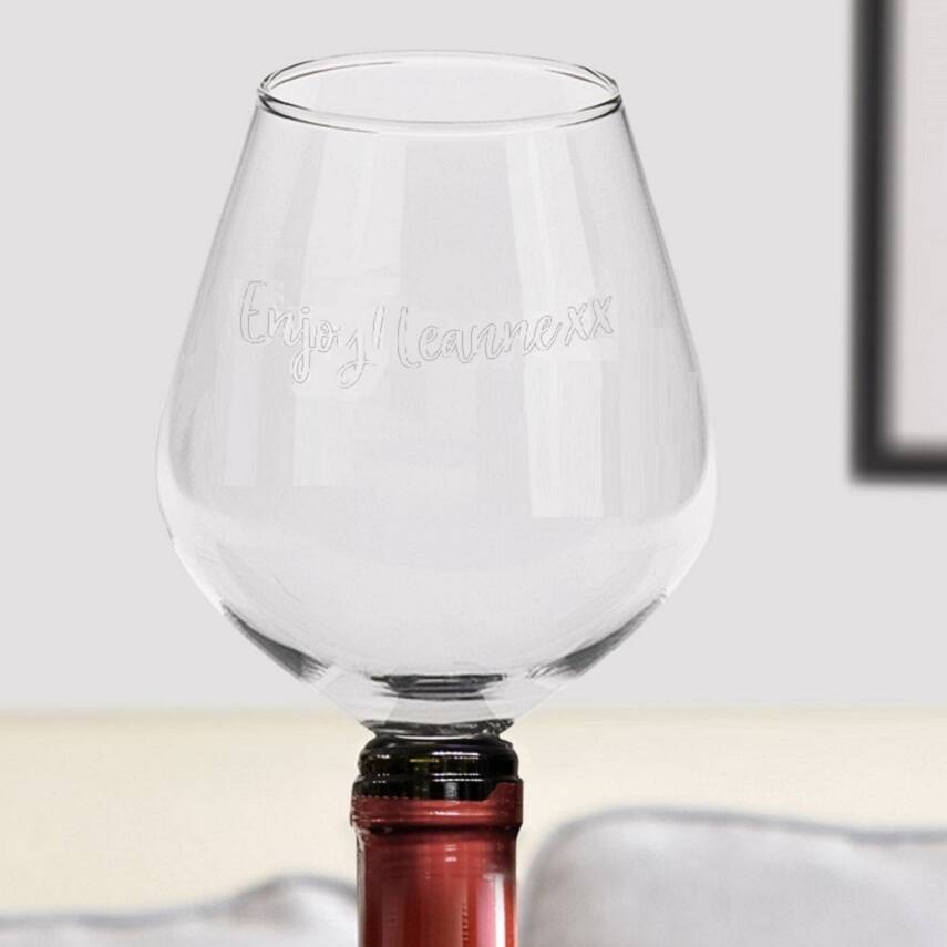 Bottle Top Personalised Large Wine Glass By British and Bespoke