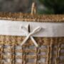Bhodra Oval Seagrass Laundry Basket With Lid, thumbnail 3 of 5