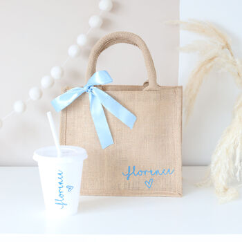Personalised Mini Jute Bag And Cold Cup Set, 5 of 9