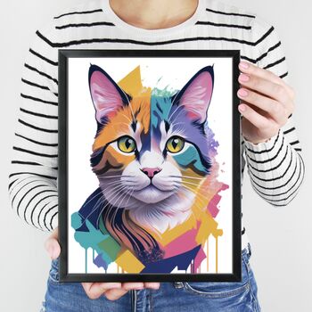 Painterly Cat Portrait Illustration Art Print, 4 of 4