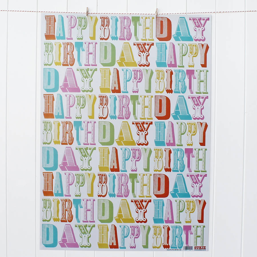 Fancy Birthday Type Wrapping Paper Two Sheets By Sukie