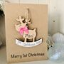 Personalised First Christmas Card Baby Girl Decoration, thumbnail 1 of 10