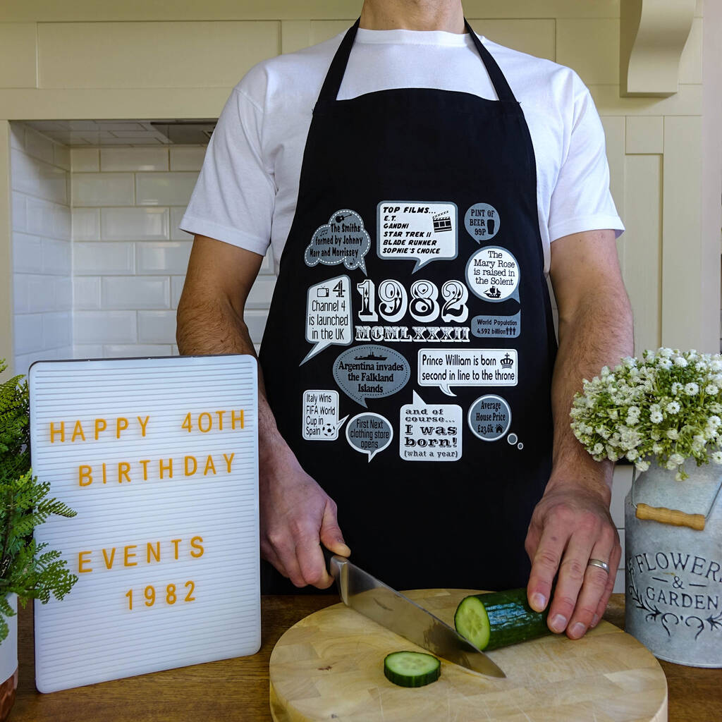 'Events Of 1982/83' 40th Birthday Gift Apron, 1 of 8