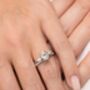 Two Ct Oval Moissanite Three Stone Engagement Ring, thumbnail 6 of 10