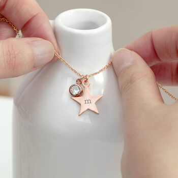 Personalised Rose Gold Star Birthstone Crystal Necklace, 10 of 12