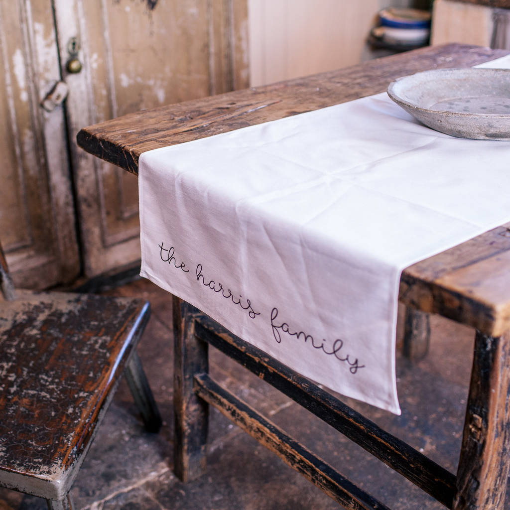 Personalised The Family Linen Table Runner, 1 of 3