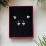 Heart Earrings Two Pairs Stud And Drop Sterling Silver, thumbnail 1 of 4