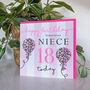 Leopard Love Balloon Niece 18th Birthday Card, thumbnail 2 of 3