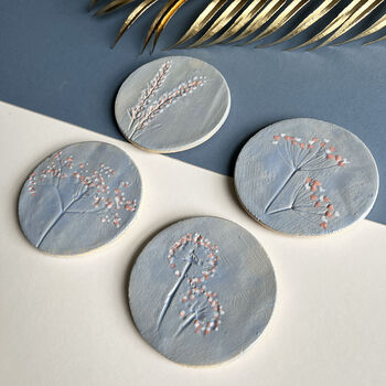 Blue Wild Flower Ceramic Coasters, 2 of 7