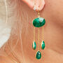 Emerald Chain Jellyfish Gold Vermeil Earrings, thumbnail 2 of 3