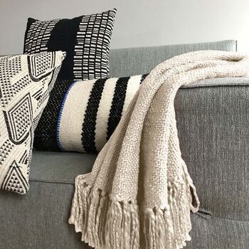 Ivory White Solid Throw, 3 of 3