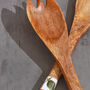 G Decor Wooden Salad Serving Spoons With Orange Print, thumbnail 3 of 6