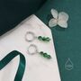 Sterling Silver Genuine Moss Agate Trio Huggie Hoop Earrings, thumbnail 4 of 10