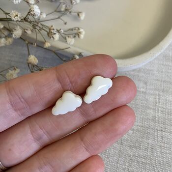 Tiny Cloud Ceramic Stud Earrings, 2 of 5