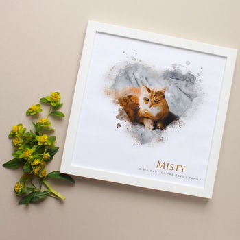 Personalised Cat Heart Portrait Framed Print, 2 of 5