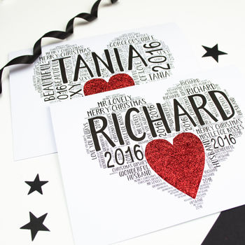 Personalised Christmas Heart Glitter Card, 6 of 6