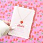 Bestie Enamel Heart Necklace Greeting Card, thumbnail 1 of 2