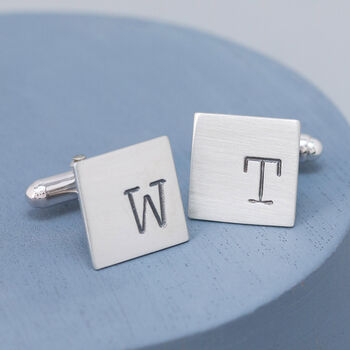 Sterling Silver Initial Cufflinks. Personalised Graduation Cufflinks, 7 of 12