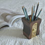 Dark Wood Personalised Sharpener Pen Pot Desk Tidy, thumbnail 4 of 4