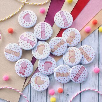 Cute Valentine Themed Badges, Pack Of Four, 8 of 10