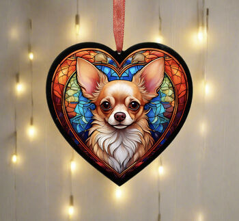 Chihuahua Stained Glass Effect Heart Suncatcher, 6 of 7