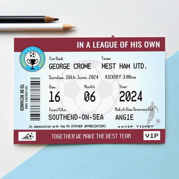 Personalised Football Ticket Card For Dad, 2 of 6