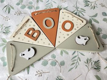 Halloween Wooden Bunting Pumpkin Garland Decoration, 4 of 9