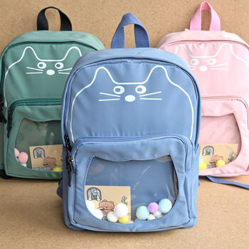 Personalised Kids Cat Green Backpack, 5 of 5