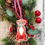 Boxer Dog Hanging Wooden Christmas Decoration, thumbnail 2 of 6