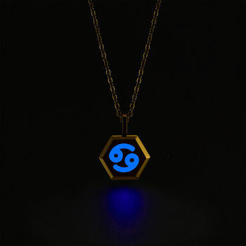 Zodiac Gold Glowing Pendant Necklace With Uv Keyring Torch, 10 of 12