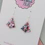 Pink Tinsel / Pink And Blue Christmas Tree Earrings Small And Large, thumbnail 7 of 10