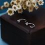 Sterling Silver Tiny Three Ball Huggie Hoop Earrings, thumbnail 1 of 9