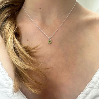 Peridot Round Drop Necklace, 3 of 4