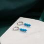 Sterling Silver Genuine Turquoise Trio Huggie Hoop Earrings, thumbnail 2 of 11