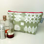 Welsh Blanket Print Wash Bag/Make Up Bag Green, thumbnail 2 of 3