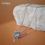 Round Blue Sky Rhinestone Sterling Silver 925 Necklace, thumbnail 2 of 4