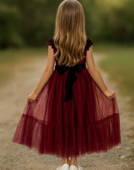 Noel In Burgundy~ Party Or Flower Girl Dress, 3 of 4