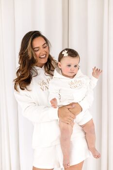 Ladies' Oh Hey Vacay Embroidered Holiday Matching Mini Me Hoodie Jumper, 4 of 8