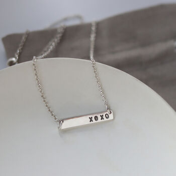 Hugs And Kisses Silver Bar Necklace, 4 of 9