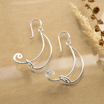 Sterling Silver Free Form Dangly Curl Earrings, 2 of 4