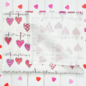 'Hearts On The Line' Linen Tea Towel, 2 of 3