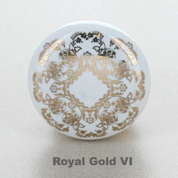 Royal Gold Ceramic Door Knobs Cupboard Door Handles, 8 of 10