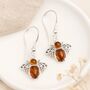 Sterling Silver Baltic Amber Bee Drop Earrings – 15mm, thumbnail 3 of 6