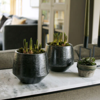 Metallic Black Handmade Plant Pot, 2 of 3