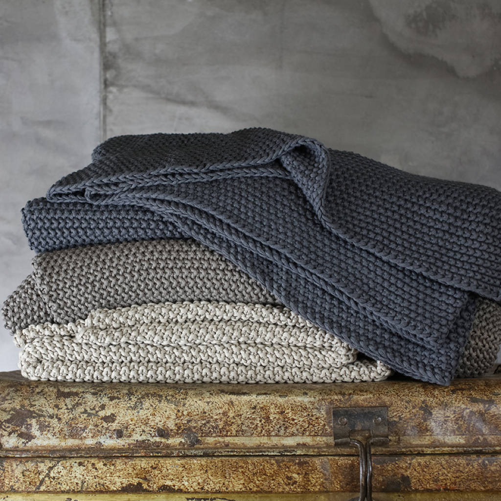 Hand Knitted Moss Stitch Throw By All Things Brighton ...