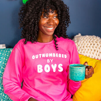 'Outnumbered By Boys' Mum Jumper Sweatshirt, 5 of 12